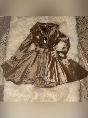 BCBGMaxAzria Shiny Taupe Trench Coat